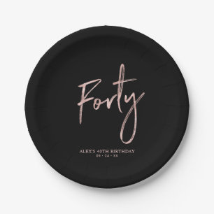 40 Rose Gold & Black 40. Party Pappteller