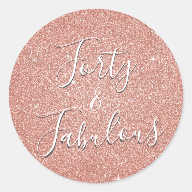 40 Rose Gold Blush Pink Glitzer Runder Aufkleber (Vorderseite)
