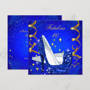 40 Royal Blue Gold Heelse der Frau zum Geburtstag Einladung