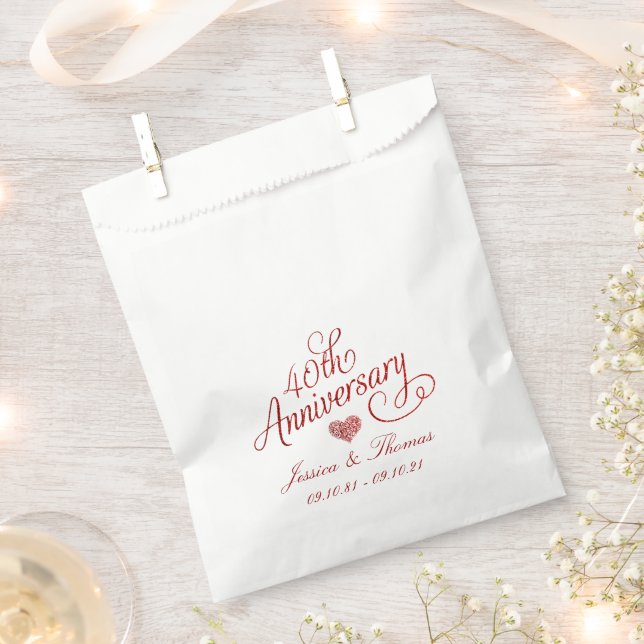 40. Rubinhochzeit Geschenktütchen (Ausgeschnitten)