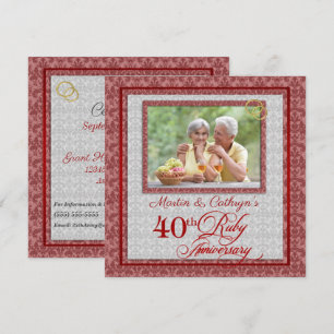 40. Rubinhochzeit Rot und Silber Einladung