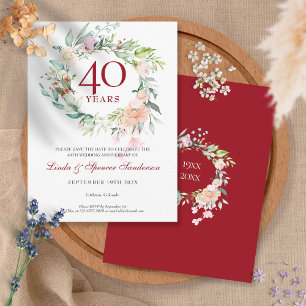 40. Rubinhochzeit - Save-the-Date Ankündigungspostkarte