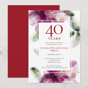 40. Rubinhochzeitsjubiläum Chic Lilien Floral  Einladung