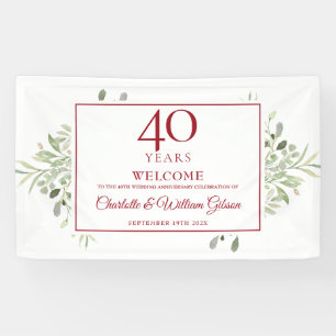 40. Rubinhochzeitsjubiläum Grüner Willkommensgruß Banner