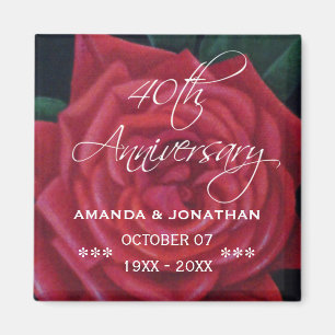 40. Rubinhochzeitsjubiläum Rote Rose Magnet