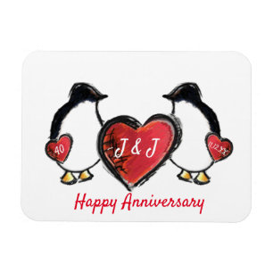 40. rubinischer Hochzeitspinguin Magnet