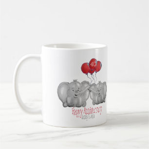 40. rubinischer Hochzeitstag Elefantengeschenk Kaffeetasse