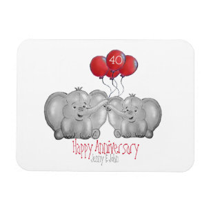 40. rubinischer Hochzeitstag Elefantengeschenk Magnet