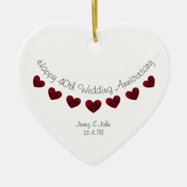 40. rubinischer Hochzeitstag Keramik Ornament