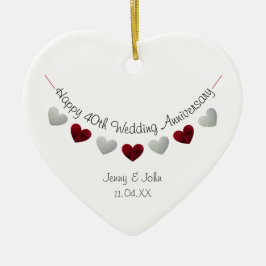 40. rubinischer Hochzeitstag Keramik Ornament