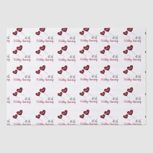 40. rubinisches Hochzeitspapier Seidenpapier (Vorderseite)
