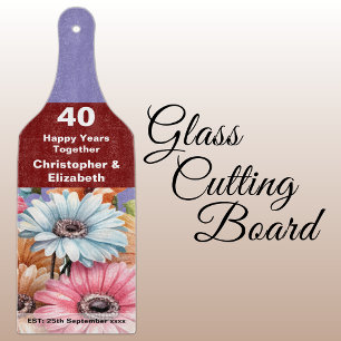 40. Rubinjubiläum floral lila Schneidebrett