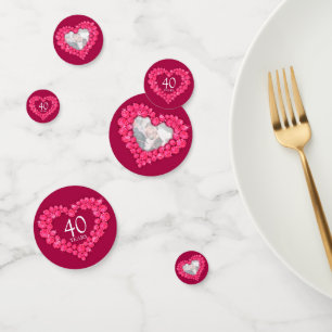40. rubinrote Hochzeitstag Herz und Foto Konfetti