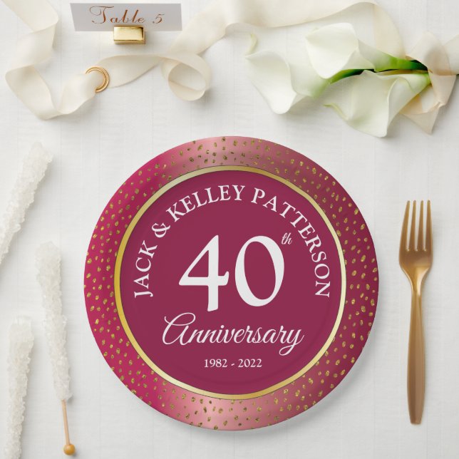 40. Ruby Anniversary Paper Plate Pappteller (Hochzeit)