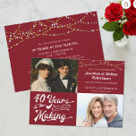 40. Ruby Anniversary Then & Now Fotos Party Einladung<br><div class="desc">Laden Sie Ihre Gäste mit dieser 40-jährigen Hochzeitsjubiläumseinladung in rubinrot ein, die Retro-Typografie mit 40 JAHREN im MAKING zeigt und lasse Ihnen, ihr Hochzeitsjahr als Teil des Designs einzubeziehen und ihre DANN- und JETZT-Fotos hinzuzufügen. Party Einladung Details sind auf der Rückseite. FOTO-TIPP: Wählen Sie ein Foto mit dem Thema in...</div>