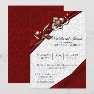 40. Ruby Floral Anniversary Design Einladung