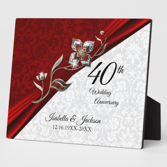40. Ruby Floral Wedding Jubiläum Fotoplatte (Seite)