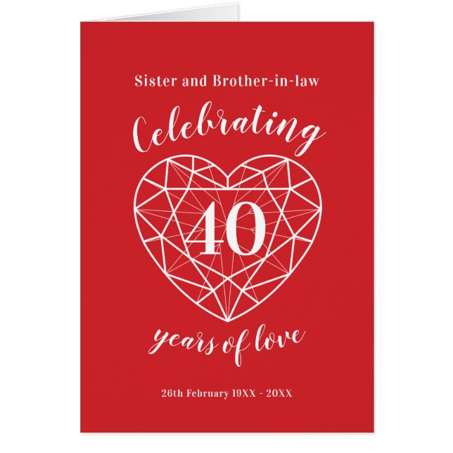 40. ruby Hochzeitstag 40 Jahre Liebe Karte (Vorne)