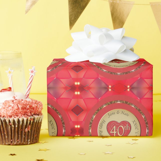 40. Ruby-Hochzeitstag Geschenkpapier (Geburtstagsparty)
