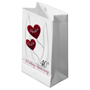 40. Ruby Hochzeitstag rote Herzballons Kleine Geschenktüte