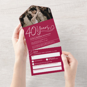 40. Ruby Hochzeitstag Rote Mahlzeit UAWG  All In One Einladung