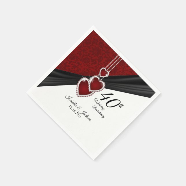 40. Ruby-Hochzeitstag Serviette (Ecke)
