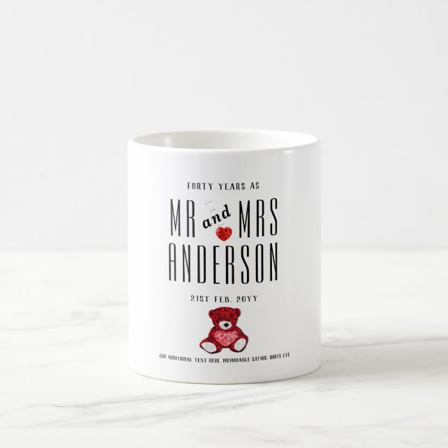 40. RUBY-Hochzeitstipendium Personalisiert Kaffeetasse (Mittel)