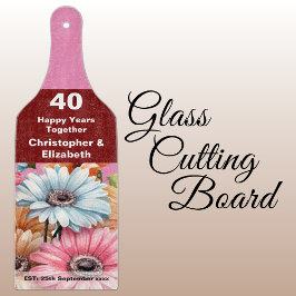 40. Ruby Jubiläum Blumenrosa Schneidebrett