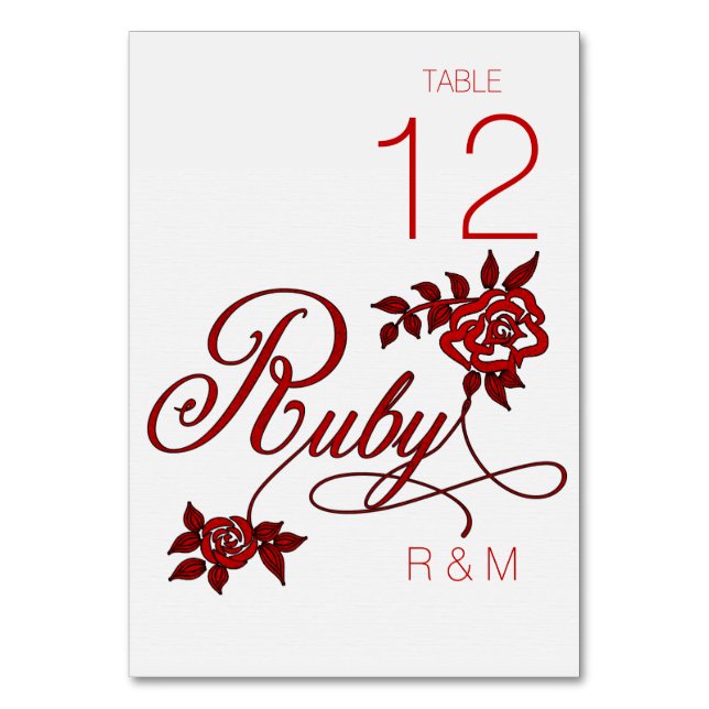 40. Ruby-Jubiläum mit Initials Tischnummer (Vorderseite)