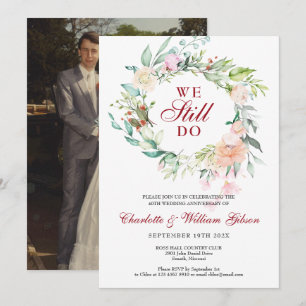 40. Ruby Jubiläum Vow Renewal Floral Foto Einladung