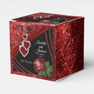 40. Ruby Red Glitter und Rose Jubiläum Geschenkschachtel