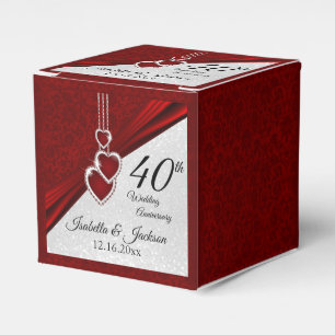 40. Ruby Rot und Weiß Glitter Jubiläum Geschenkschachtel