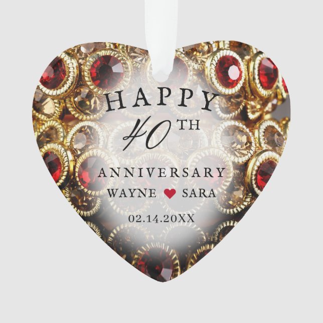 40. Ruby und Gold Jewel Wedding Jubiläum Ornament (Vorderseite)
