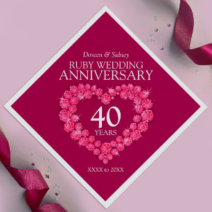 40. Ruby Wedding 40 Jahre Herzlicher individuelle Serviette
