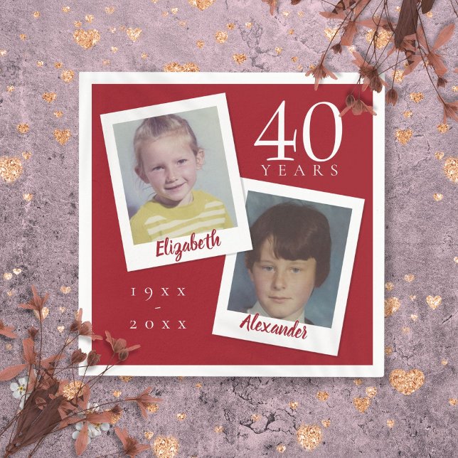 40. Ruby Wedding Anniversary Child Fotos Serviette (40th Ruby Wedding Anniversary Child Photos Napkins)