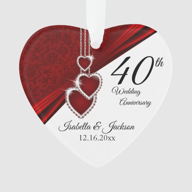 40. Ruby Wedding Anniversary Keepake Ornament (Vorderseite)