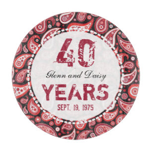 40. Ruby Wedding Anniversary Paisley Pattern Schneidebrett