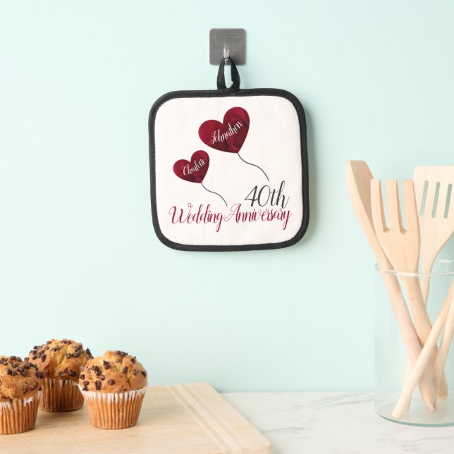 40. Ruby Wedding Anniversary Pot Holders Topflappen (Insitu (Hängend))