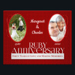 40. Ruby Wedding Anniversary Red Damask Fotodruck<br><div class="desc">Dies funktioniert mit Portrait-/Vertikalfotos, wenn nicht zu eng auf das Paar zugeschnitten. Wir bieten auch ein quadratisches und portrait Thema, die Anzug können Sie besser fotografieren. Laden Sie sich ein Bild von Ruby Coupels Hochzeitstag und ein Foto von ihnen vor kurzem auf ihrem 40. Geburtstag, fügen Sie die Jahre hinzu,...</div>