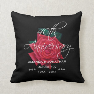 40. Ruby Wedding Anniversary Rote Rose Kissen