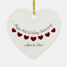 40. Ruby Wedding Jubiläum Mama & Papa Herz Keramik Ornament