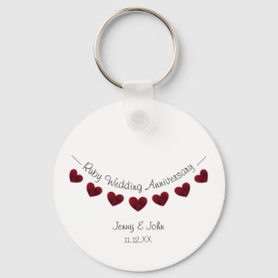 40. Ruby Wedding Jubiläum rotes Herz Brennen Schlüsselanhänger