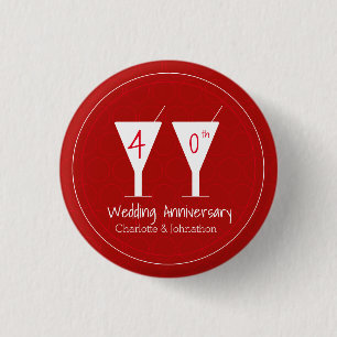 40. Ruby Wedding Jubiläumscocktail Glas Button