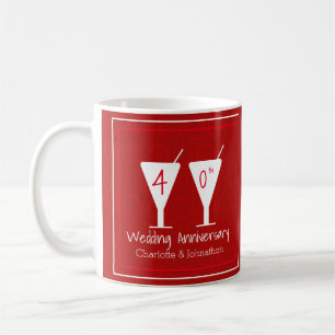 40. Ruby Wedding Jubiläumscocktail Glas Kaffeetasse