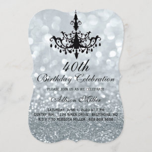 40. Silver Glam Kronleuchter Geburtstagsparty Einl Einladung
