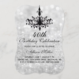 40. Silver Glam Kronleuchter Geburtstagsparty Einl Einladung