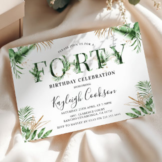 40 Summer Tropical Greenery 40. Geburtstag Party Einladung