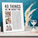 40 Things We Love About You | 40th Birthday Fotoplatte<br><div class="desc">Looking for a unique birthday gift? Compile a list of 40 things you love about them as they turn 40 and add some photographs to make a keepsake gift she will treasure.</div>