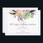 40. Überraschung Boho Blume Sukkulent Geburtstag Einladung<br><div class="desc">Diese florale Einladung in Aquarell ist perfekt für Ihre Feier. Dieses Design zeichnet sich durch einen weißen Hintergrund mit einem boho blumigen und sukkulenten Anordnung mit individueller Typografie aus. Die Rückseite weist ein lustiges Dreieck-Muster auf. Sie können das Muster entfernen, wenn Sie es wünschen. Fügen Sie Ihre Party-Informationen, um das...</div>