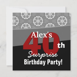 40. Überraschung Geburtstag Modernes Schwarz-weiße Einladung